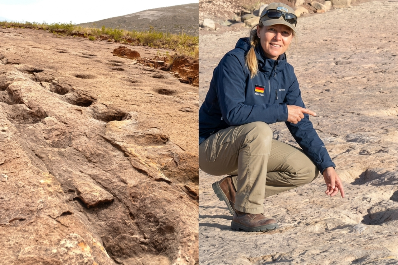 Dinosaur footprints at Carreras Pampa